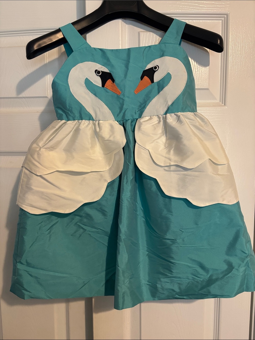 Turquoise Swan Appliqué Girls' Sundress